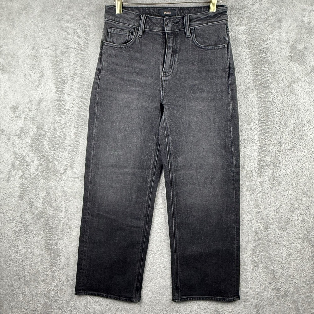 Quince Women's Straight Leg Jeans in Washed Black